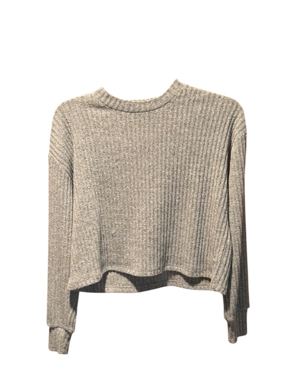 Wilfred Free Crewneck Ribbed Long Sleeve Top Gray XS Cropped